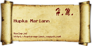 Hupka Mariann névjegykártya